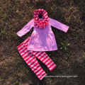 2016 new Valentine's day design girls Fashion clothes kids suit red stripes pant scarf set pink top baby kids wear set